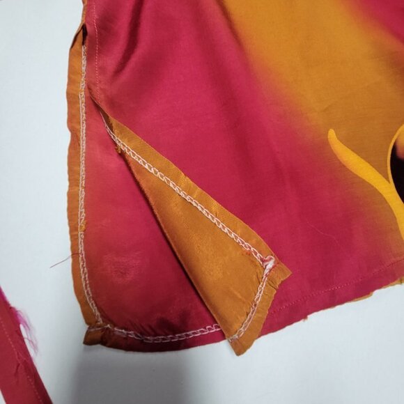 Orange and Red Floral Batik Tunic Blouse Top Size S/M - Picture 9 of 13
